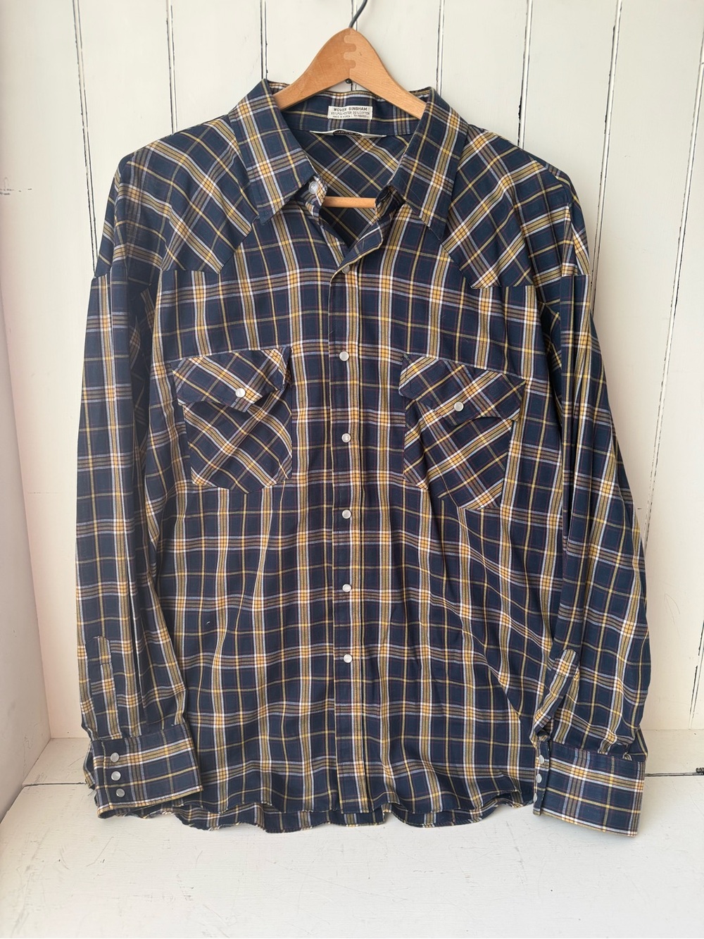 Timber Run Vintage 80s Plaid Pearl Snap Western Shirt 3XL Big Men Dagger Collar